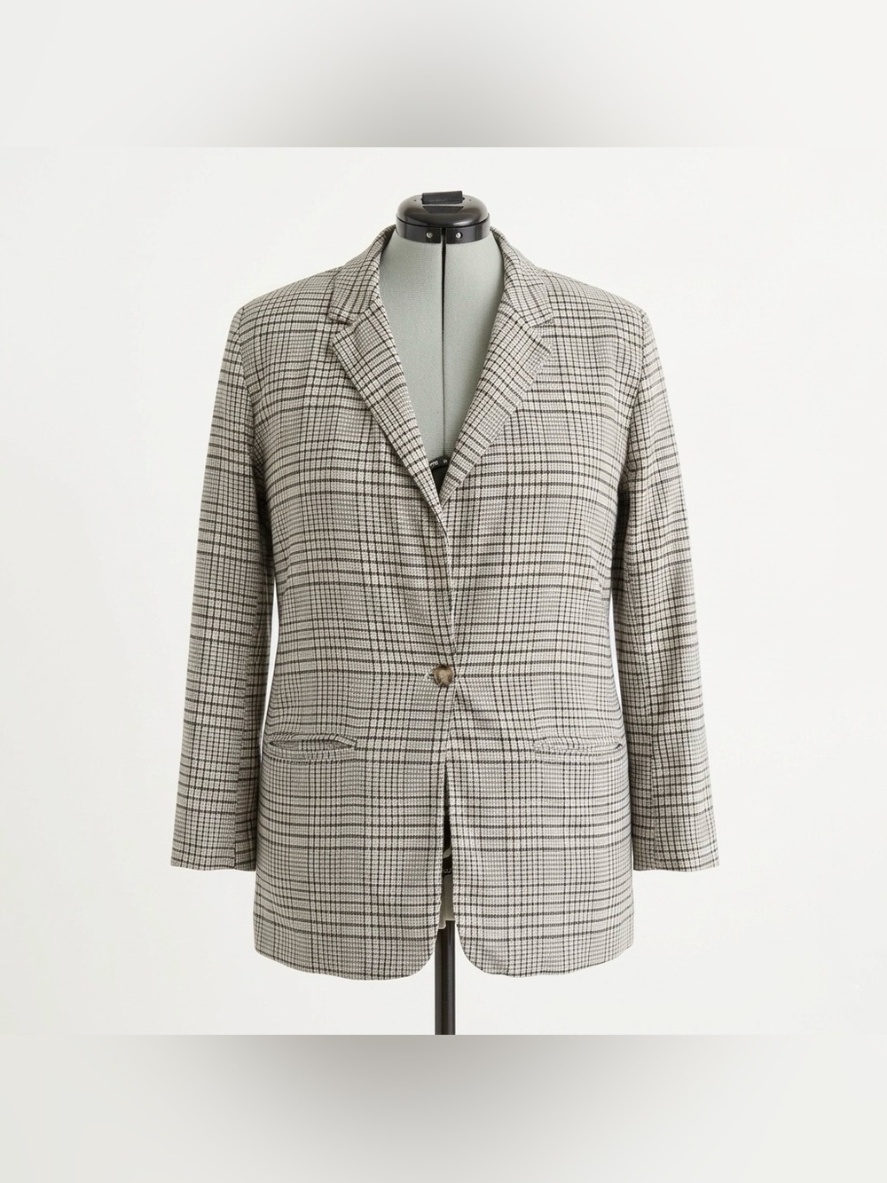 SO Plaid Blazer in Black, Cream & Olive Accent